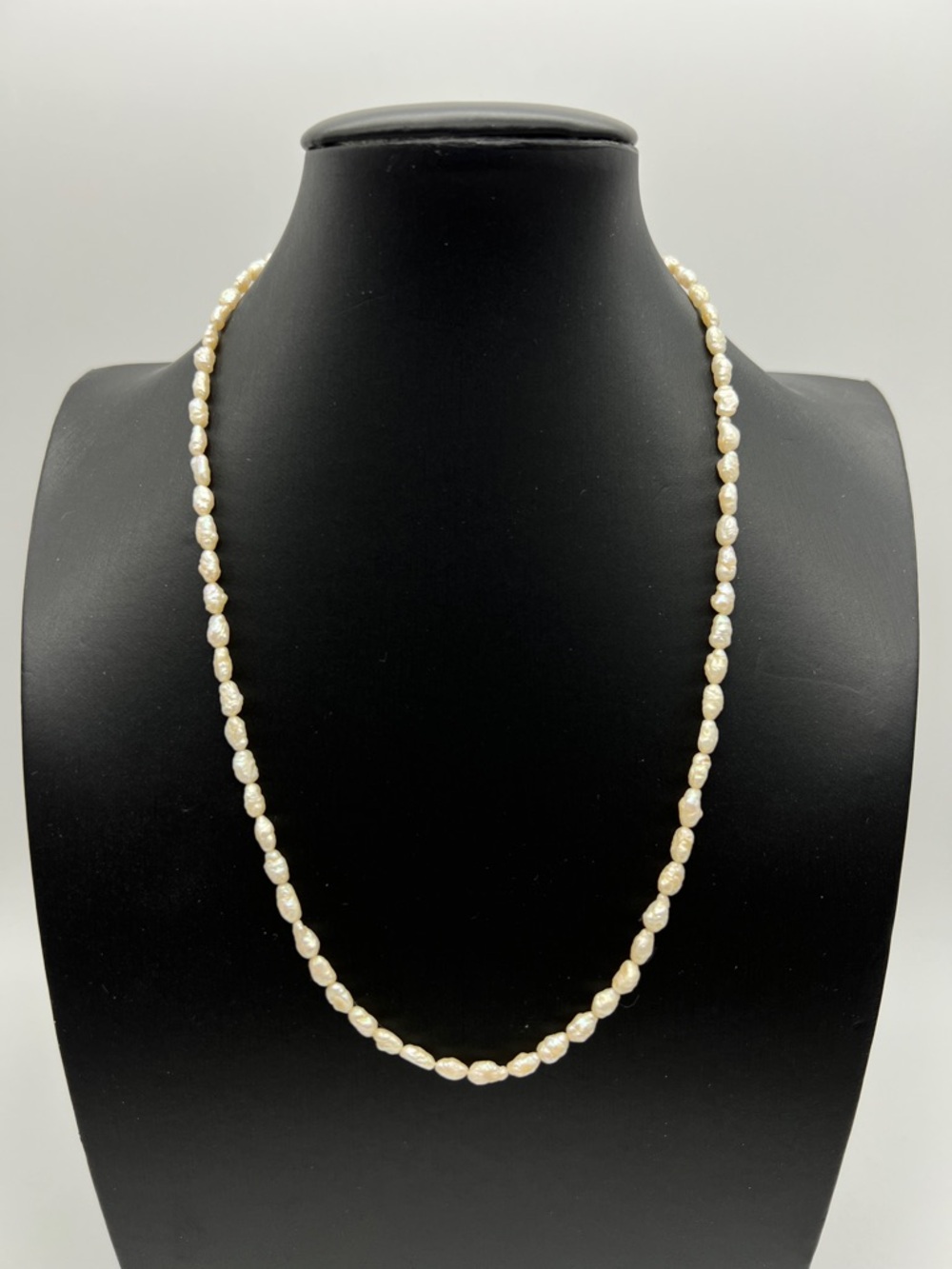 VINTAGE Freshwater Pearl Necklace • Rice Pearls • Sterling Clasp
